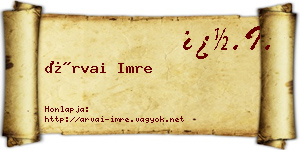 Árvai Imre névjegykártya